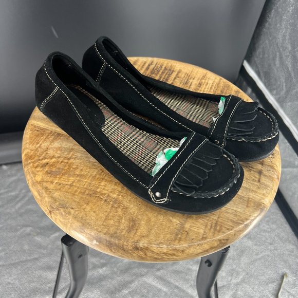 Y2K Decree Black Suede Flats / Loafers - Picture 3 of 9